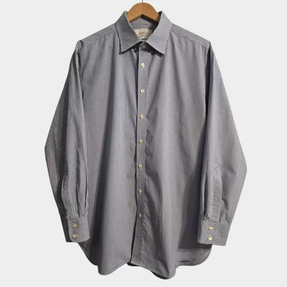Charles Tyrwhitt Classic Fit Shirt 18x35 Blue Check Smart-Casual Professional - Picture 2 of 9